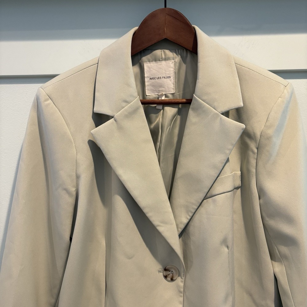 Anthropologie Avec Les Filles Jacket Medium Sage Green Cropped Stretch Blazer - Picture 4 of 12